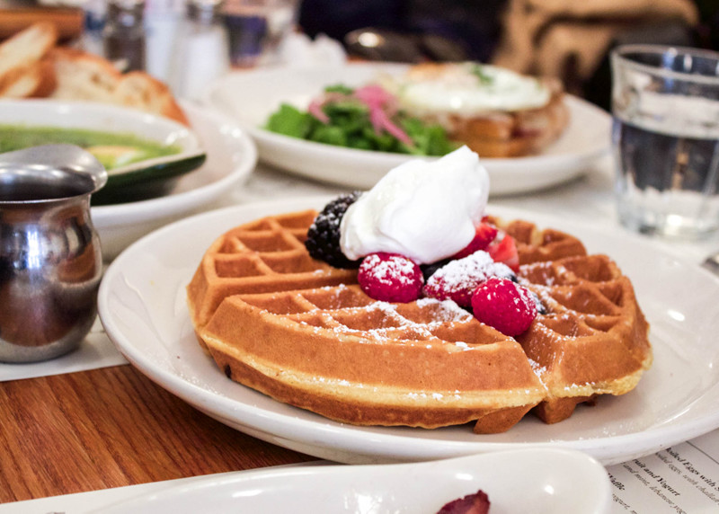 Waffles for breakfast at Jack's Wife Freda in Soho, New York.