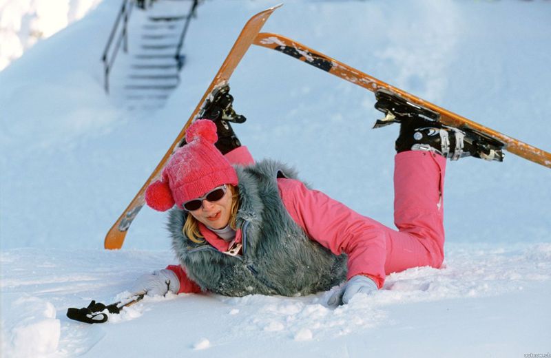 bridget jones learning to ski