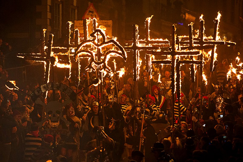 Lewes Bonfire Night Procession - Burning Crosses